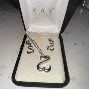 Kay Jewelers Silver Necklace and Earring Set